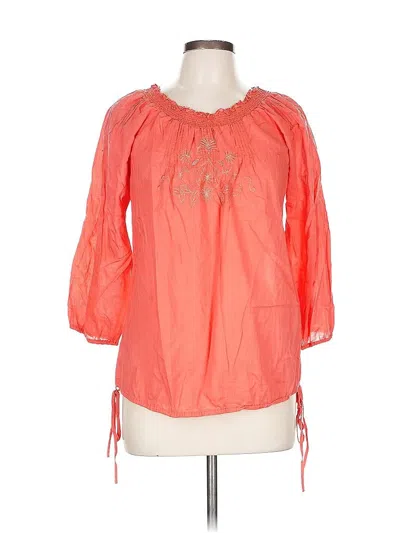 Pre-owned Lucky Brand 3/4 Sleeve Blouse In Orange