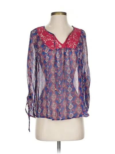 Pre-owned Lucky Brand 3/4 Sleeve Blouse In Purple