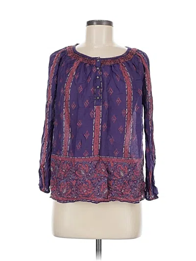 Pre-owned Lucky Brand 3/4 Sleeve Blouse In Purple