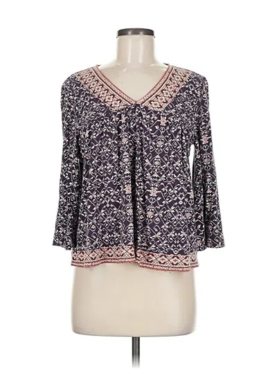 Pre-owned Lucky Brand 3/4 Sleeve Blouse In Purple