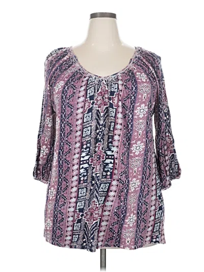 Pre-owned Lucky Brand 3/4 Sleeve Blouse In Purple
