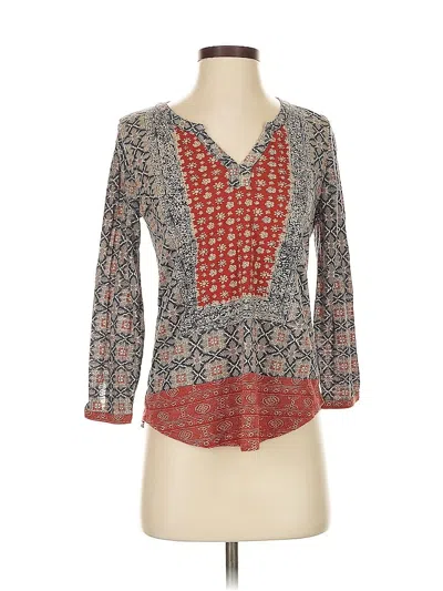 Pre-owned Lucky Brand 3/4 Sleeve Blouse In Red