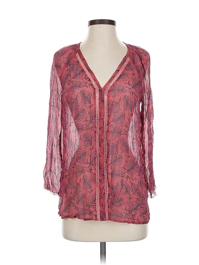Pre-owned Lucky Brand 3/4 Sleeve Blouse In Red