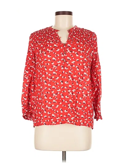Pre-owned Lucky Brand 3/4 Sleeve Blouse In Red