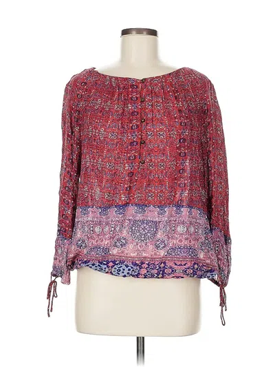 Pre-owned Lucky Brand 3/4 Sleeve Blouse In Red