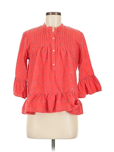 Pre-owned Lucky Brand 3/4 Sleeve Blouse In Red