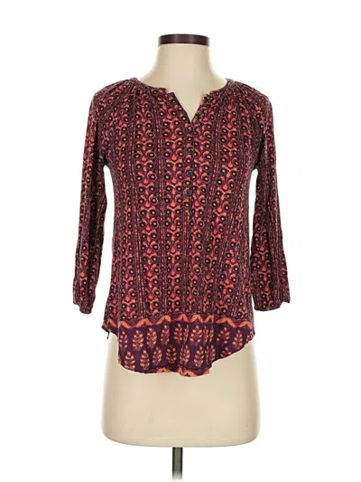 Pre-owned Lucky Brand 3/4 Sleeve Blouse In Red