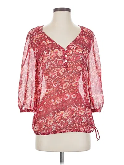 Pre-owned Lucky Brand 3/4 Sleeve Blouse In Red