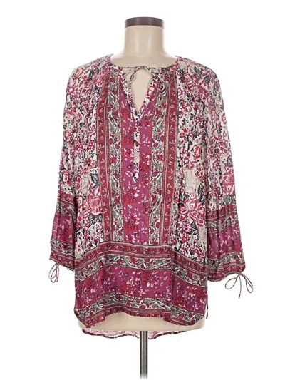 Pre-owned Lucky Brand 3/4 Sleeve Blouse In Red