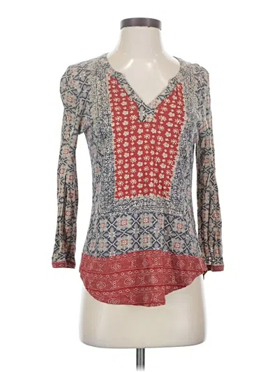 Pre-owned Lucky Brand 3/4 Sleeve Blouse In Red