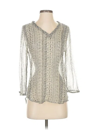 Pre-owned Lucky Brand 3/4 Sleeve Blouse In Silver