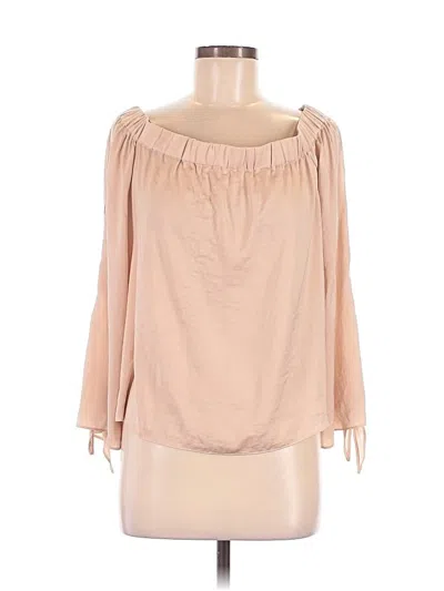 Pre-owned Lucky Brand 3/4 Sleeve Blouse In Tan