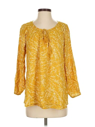 Pre-owned Lucky Brand 3/4 Sleeve Blouse In Yellow