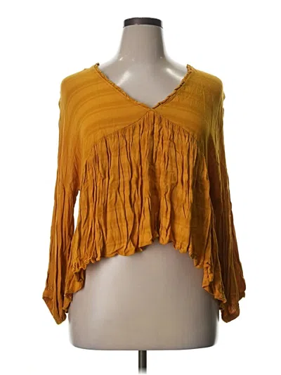 Pre-owned Lucky Brand 3/4 Sleeve Blouse In Yellow
