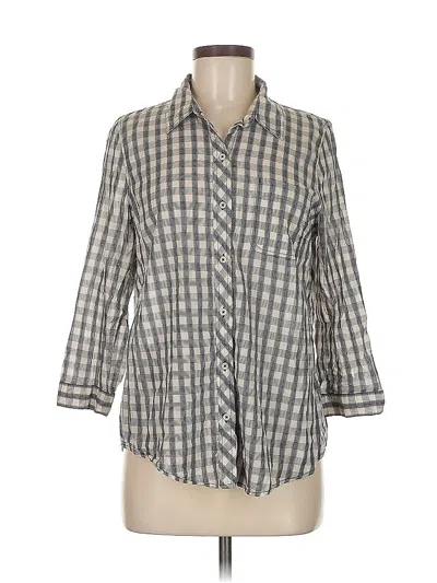 Pre-owned Lucky Brand 3/4 Sleeve Button Down Shirt In Gray