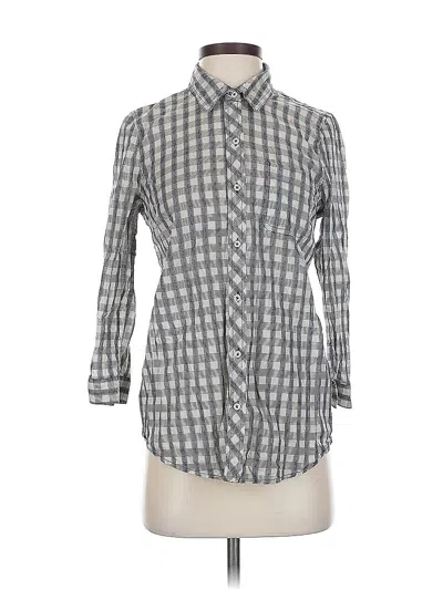Pre-owned Lucky Brand 3/4 Sleeve Button Down Shirt In Gray
