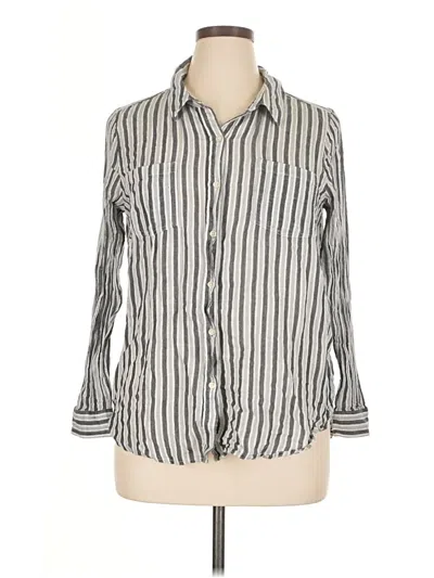 Pre-owned Lucky Brand 3/4 Sleeve Button Down Shirt In Silver