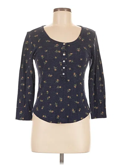 Pre-owned Lucky Brand 3/4 Sleeve Top Black Sweetheart Neckline Tops
