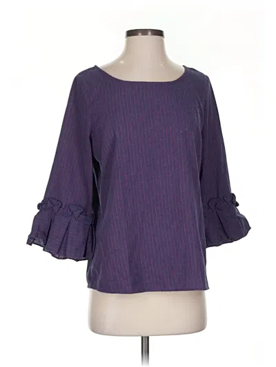 Pre-owned Lucky Brand 3/4 Sleeve Top Blue Boatneck Tops