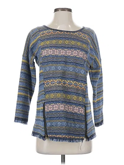 Pre-owned Lucky Brand 3/4 Sleeve Top Blue Boatneck Tops