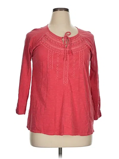 Pre-owned Lucky Brand 3/4 Sleeve Top Red Keyhole Neckline Tops