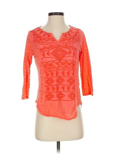 Pre-owned Lucky Brand 3/4 Sleeve Top Red V Neck Tops