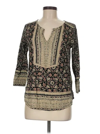 Pre-owned Lucky Brand 3/4 Sleeve T-shirt In Brown