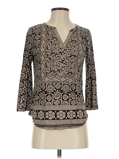 Pre-owned Lucky Brand 3/4 Sleeve T-shirt In Brown