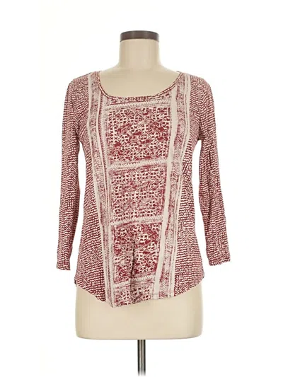 Pre-owned Lucky Brand 3/4 Sleeve T-shirt In Burgundy