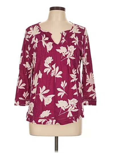 Pre-owned Lucky Brand 3/4 Sleeve T-shirt In Burgundy