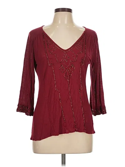 Pre-owned Lucky Brand 3/4 Sleeve T-shirt In Burgundy