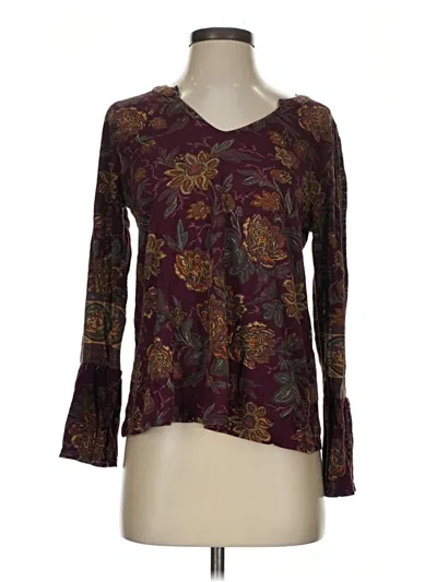 Pre-owned Lucky Brand 3/4 Sleeve T-shirt In Burgundy