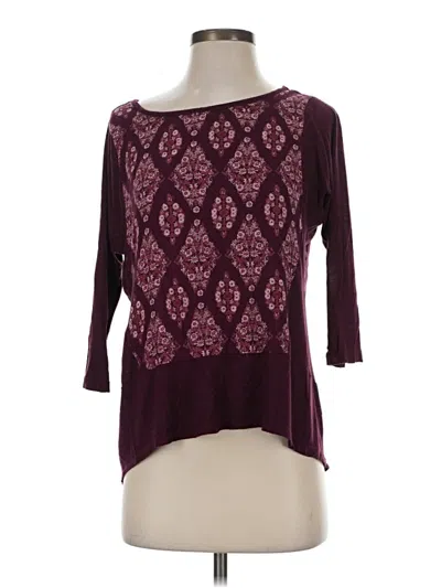 Pre-owned Lucky Brand 3/4 Sleeve T-shirt In Burgundy