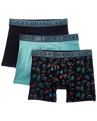 Lucky Brand 3pk Stretch Boxer Brief In Black