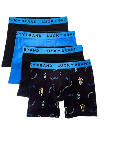 Lucky Brand 4pk Essential Soft Boxer Brief In Jet Black/super Sonic Multi