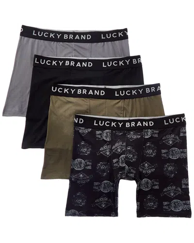 Lucky Brand 4pk Essential Soft Boxer Brief In Black