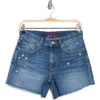 Lucky Brand '90s Embroidered Raw Hem Denim Shorts In Blue