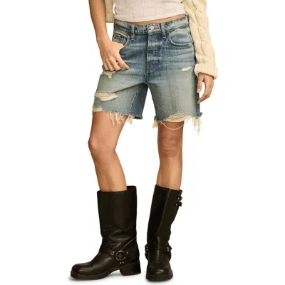 Lucky Brand '90s Loose Cutoff Denim Shorts In Ripped Blue Wash