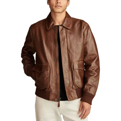 Lucky Brand A-2 Leather Flight Jacket In Tobacco Brown