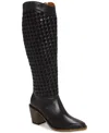Lucky Brand Abeny Boots Women's Black Leather Snip Toe Knee-high Jobb1299 In Black