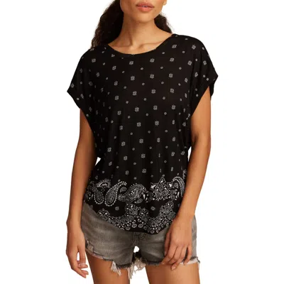 Lucky Brand Abstract Floral Short Sleeve Knit Top