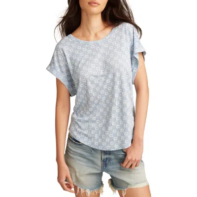 Lucky Brand Abstract Floral Short Sleeve Knit Top