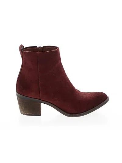 Pre-owned Lucky Brand Ankle Boots In Burgundy