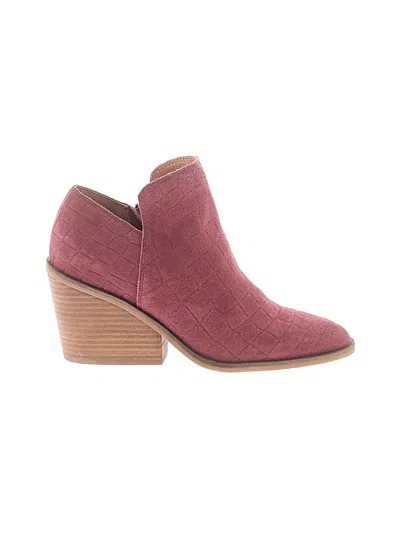 Pre-owned Lucky Brand Ankle Boots In Burgundy