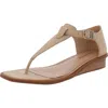 Lucky Brand Annamae Womens Leather Wedge Thong Sandals In Gold