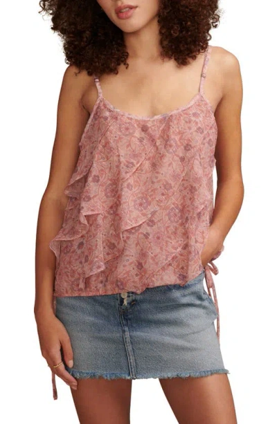 Lucky Brand Women's Printed Asymmetrical Ruffle Camisole Top In Blush Multi