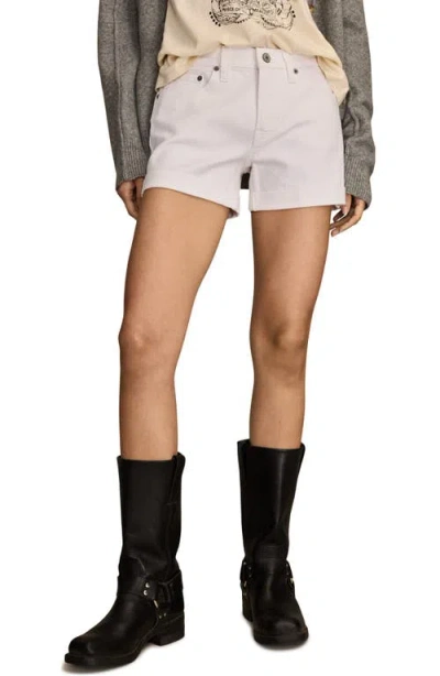 Lucky Brand Ava Cuffed Mid Rise Denim Shorts In White