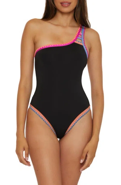 Lucky Brand Avila Asymmetric One-piece Swimsuit In Black