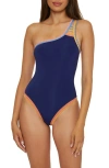 Lucky Brand Avila Asymmetric One-piece Swimsuit In Blue