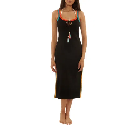 Lucky Brand Avila Rib Cover-up Midi Dress In Black